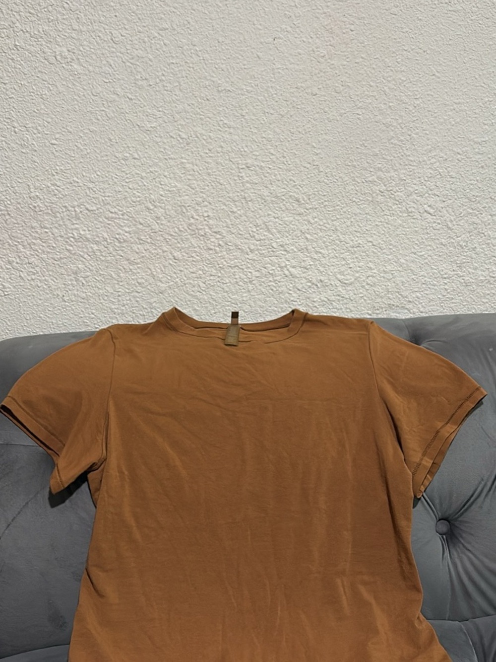 SKIMS Short-Sleeve Crewneck Tee in Warm Brown